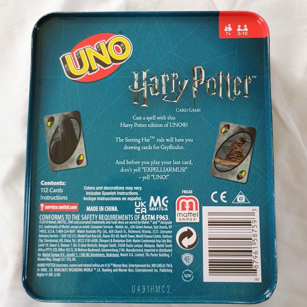 Mattel UNO Harry Potter Card Game in Tin Metal Box missing 1 card - Picture 2 of 2